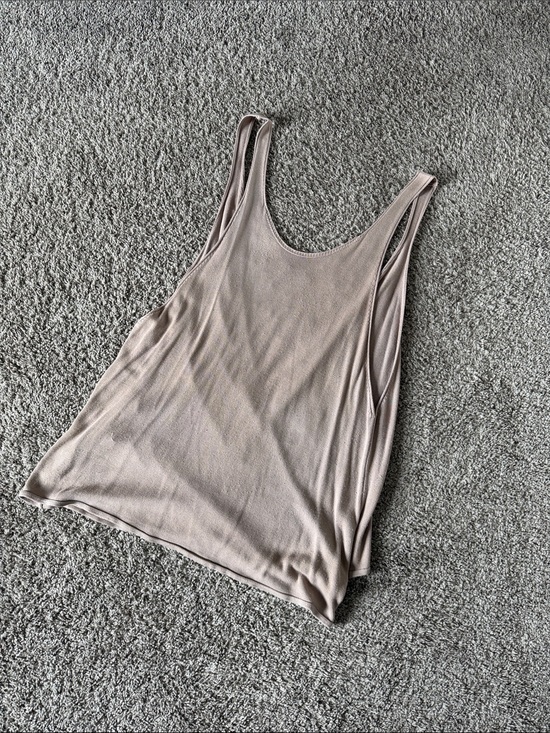 M. Rena Tops - Women's Sleeveless Scoop Neck Tunic Crossover Back Tank Top - Taupe